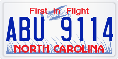 NC license plate ABU9114