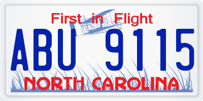 NC license plate ABU9115