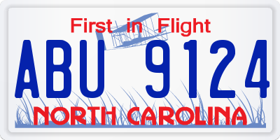 NC license plate ABU9124