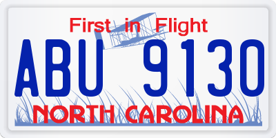 NC license plate ABU9130