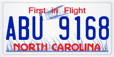 NC license plate ABU9168