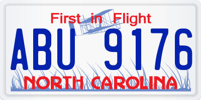 NC license plate ABU9176