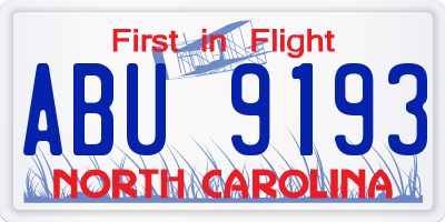 NC license plate ABU9193
