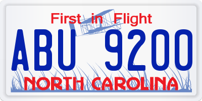 NC license plate ABU9200