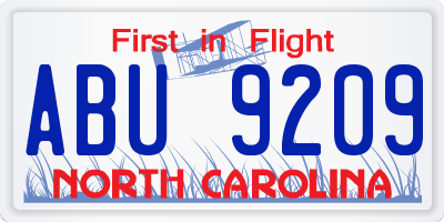 NC license plate ABU9209