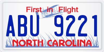 NC license plate ABU9221