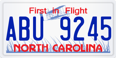 NC license plate ABU9245