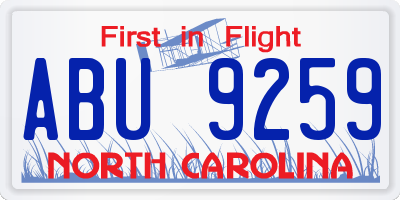 NC license plate ABU9259