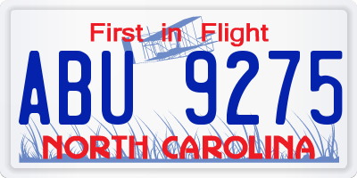 NC license plate ABU9275