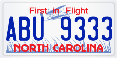 NC license plate ABU9333