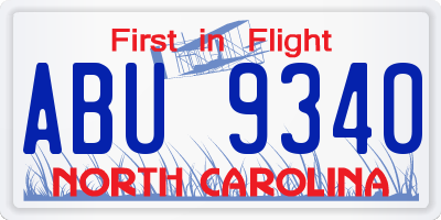NC license plate ABU9340