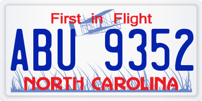 NC license plate ABU9352
