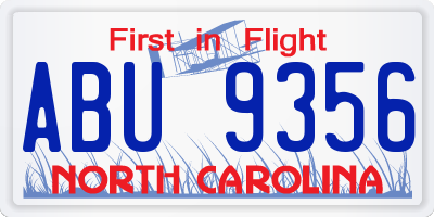 NC license plate ABU9356