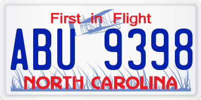 NC license plate ABU9398