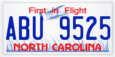 NC license plate ABU9525