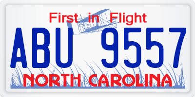 NC license plate ABU9557