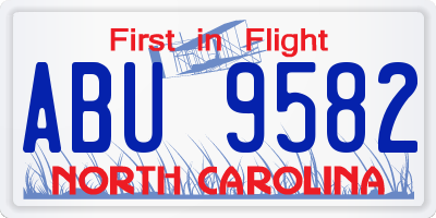 NC license plate ABU9582