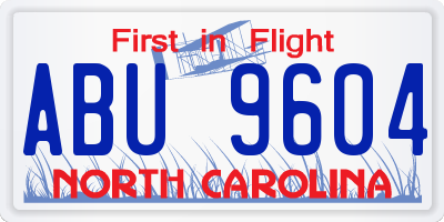 NC license plate ABU9604