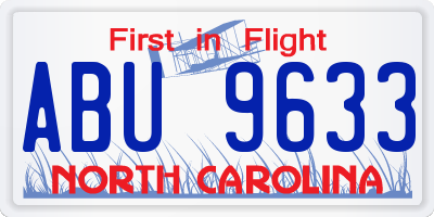 NC license plate ABU9633