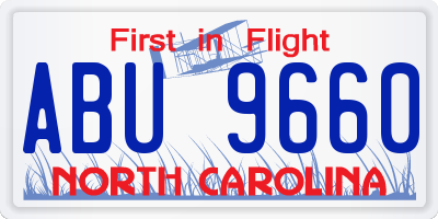 NC license plate ABU9660