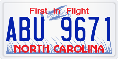 NC license plate ABU9671