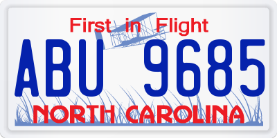NC license plate ABU9685
