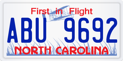 NC license plate ABU9692
