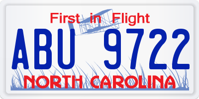 NC license plate ABU9722
