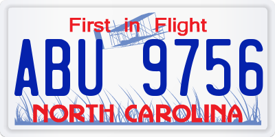 NC license plate ABU9756