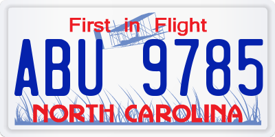 NC license plate ABU9785