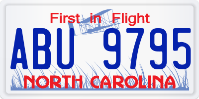 NC license plate ABU9795