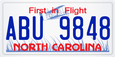 NC license plate ABU9848