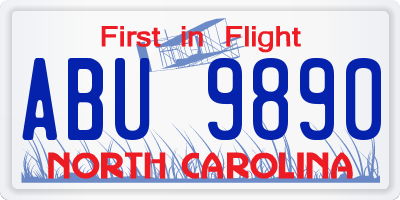 NC license plate ABU9890