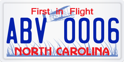 NC license plate ABV0006