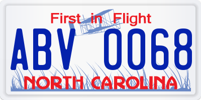NC license plate ABV0068