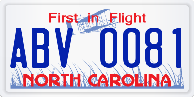 NC license plate ABV0081