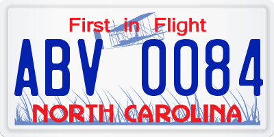 NC license plate ABV0084