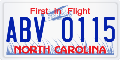 NC license plate ABV0115