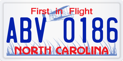 NC license plate ABV0186