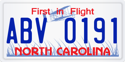 NC license plate ABV0191