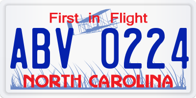 NC license plate ABV0224