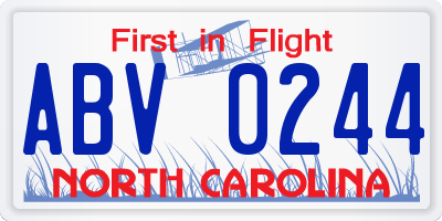 NC license plate ABV0244