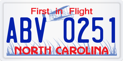 NC license plate ABV0251