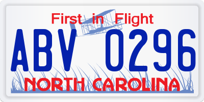 NC license plate ABV0296