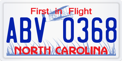 NC license plate ABV0368