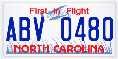 NC license plate ABV0480