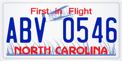 NC license plate ABV0546