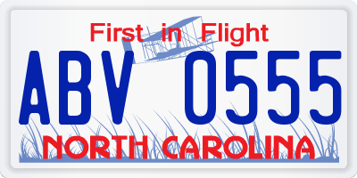 NC license plate ABV0555
