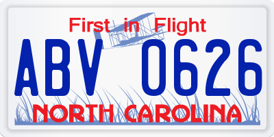 NC license plate ABV0626