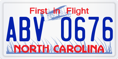 NC license plate ABV0676